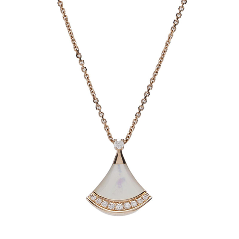 화이트 마더오브펄 로즈 골드 다이아 18K 디바스 드림 목걸이 - Bvlgari