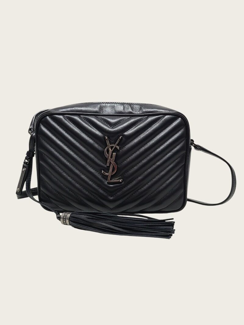 [중고명품/루이스잇] 생로랑 블랙 레더 은장 모노그램 루 테슬 카메라백 - Saint Laurent