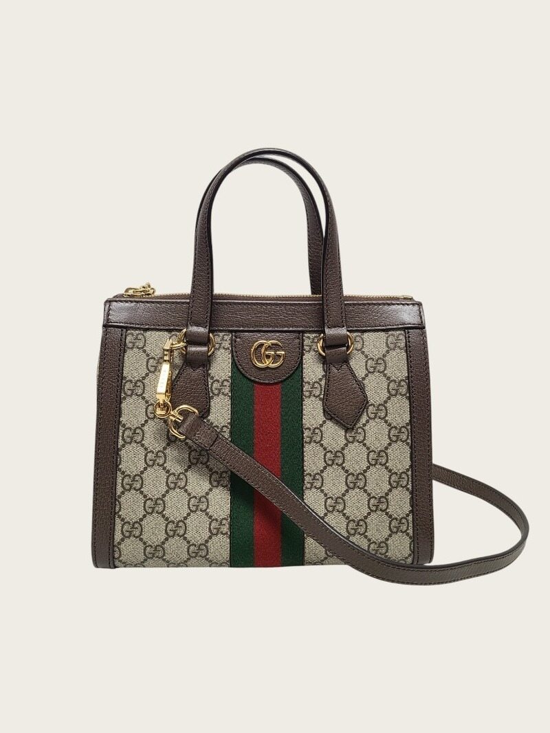 [중고명품/루이스잇] 구찌 베이지 오피디아 GG 스몰 탑 핸들 토트백 - Gucci