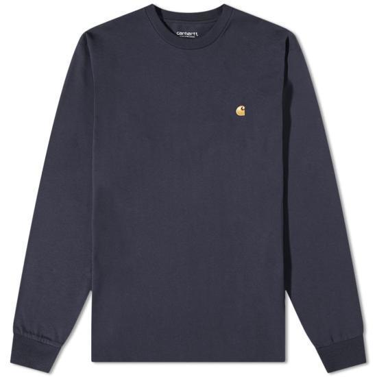 26FW 칼하트 WIP 롱슬리브 체이스 티셔츠 I026392 00HXX DARK NAVY GOLD DOM - Carhartt