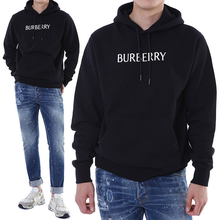 버버리 시그니처 로고 러버패치 후드 티셔츠 (블랙) 8118999 - Burberry