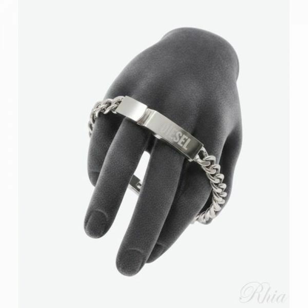 디젤 26FW 로고 인그레이빙 체인 팔찌 DX0966040 - Diesel Black Gold