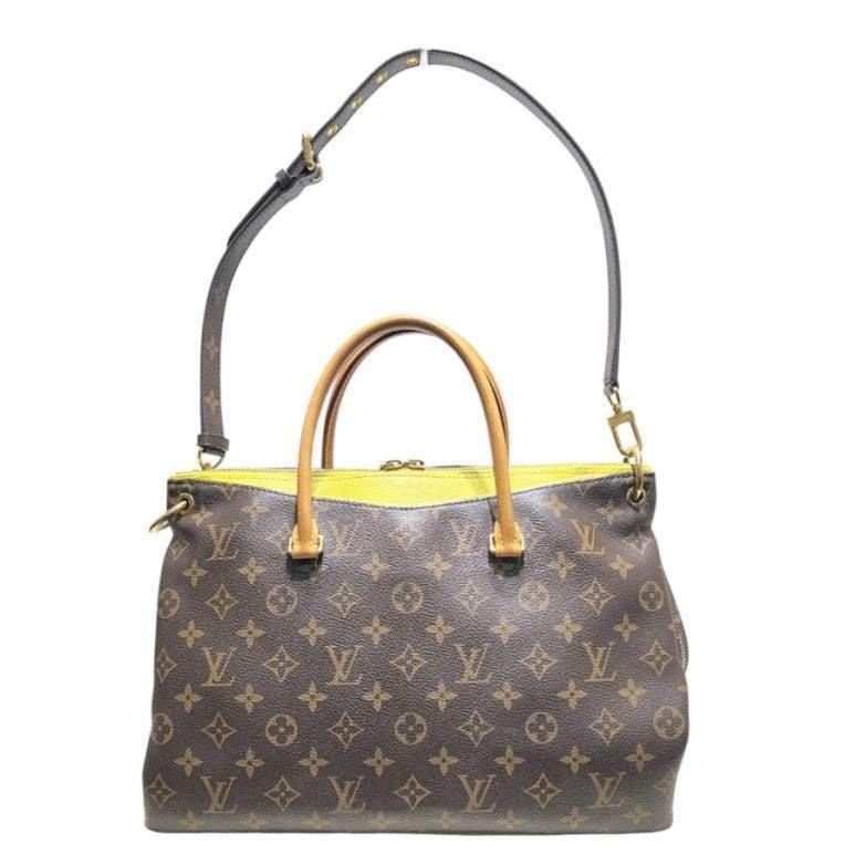 루이비통 SS 여성 토트백 루이비통 M41149 팔라스MM 토트백 숄더백 브라운 라임옐로우 - Louis Vuitton