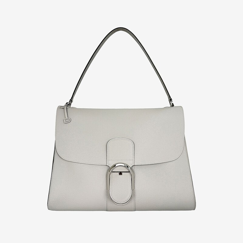미사용 델보 브리앙 템포 팔라듐 MM 아이보리 카프그레인 CFLJLKNU - Delvaux