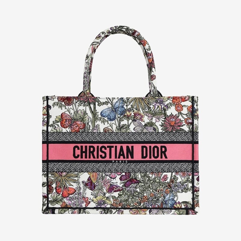 디올 M1296ZEBJ 북토트 미듐 화이트 멀티컬러 멕시코 밀레피오리 QVVT2N97 - Christian Dior
