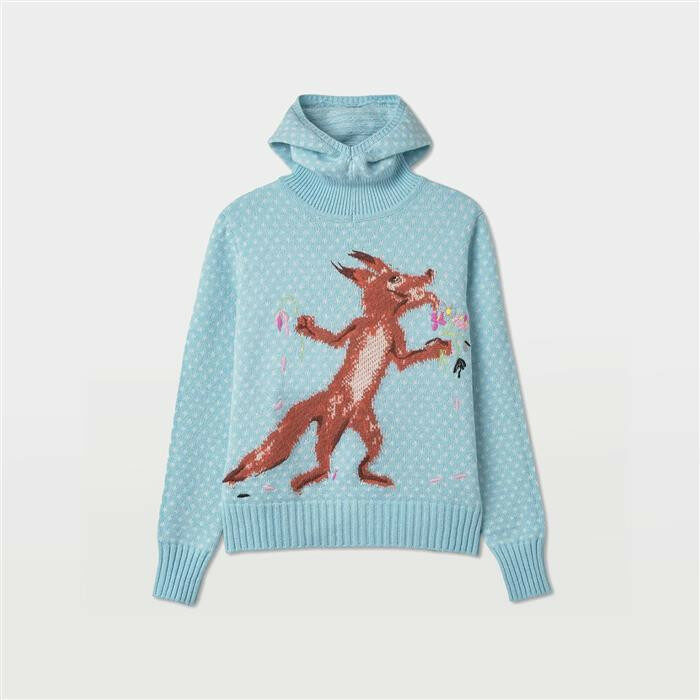 메종키츠네 올림피아 르탕 플라워 폭스 후드 니트 JW00518KT1074 P400 - Maison Kitsune