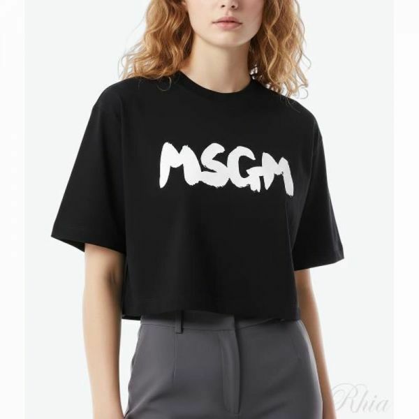 MSGM 클라우드 로고 크롭 티셔츠 3641MDM100 247002 99 - MSGM