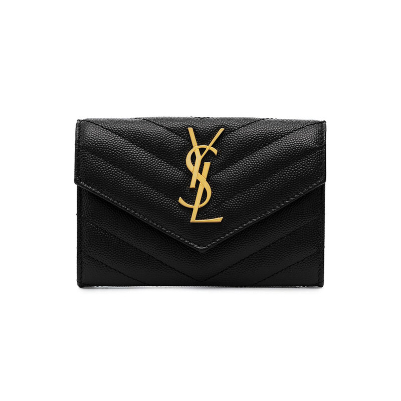 26FW 금장 플랩 카드지갑 블랙 414404 BOW01 1000 - Saint Laurent