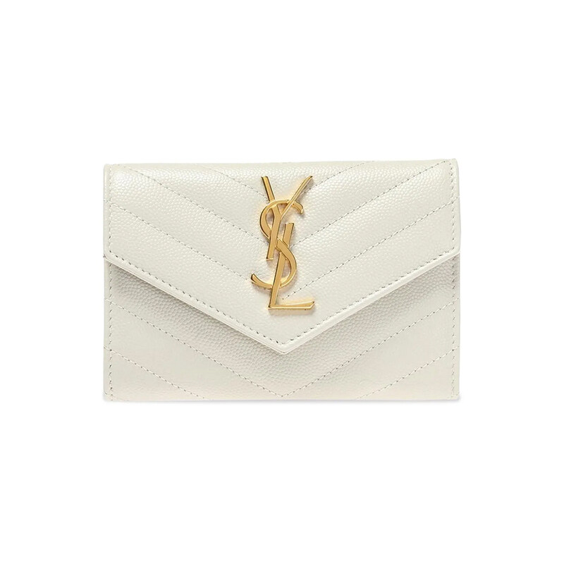 26FW 금장 플랩 카드지갑 크림화이트 414404 BOW01 9207 - Saint Laurent
