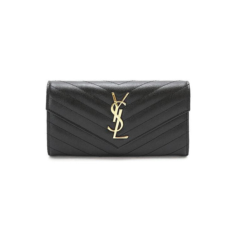 26FW 금장 마틀라세 장지갑 블랙 372264 BOW01 1000 - Saint Laurent