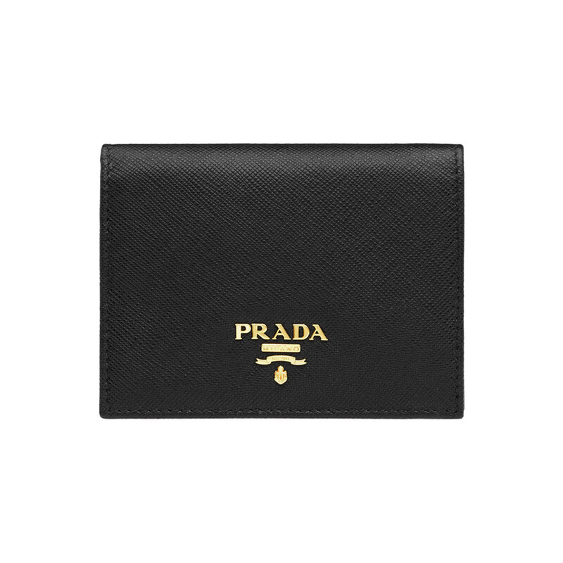 26FW 사피아노 금장로고 코인 반지갑 블랙 1MV204 QWA F0002 - Prada