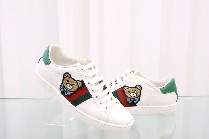 구찌 카이 구찌 컬렉션 베어 패치 웹 에이스 운동화 660013 여성 로우탑 스니커즈 - Gucci