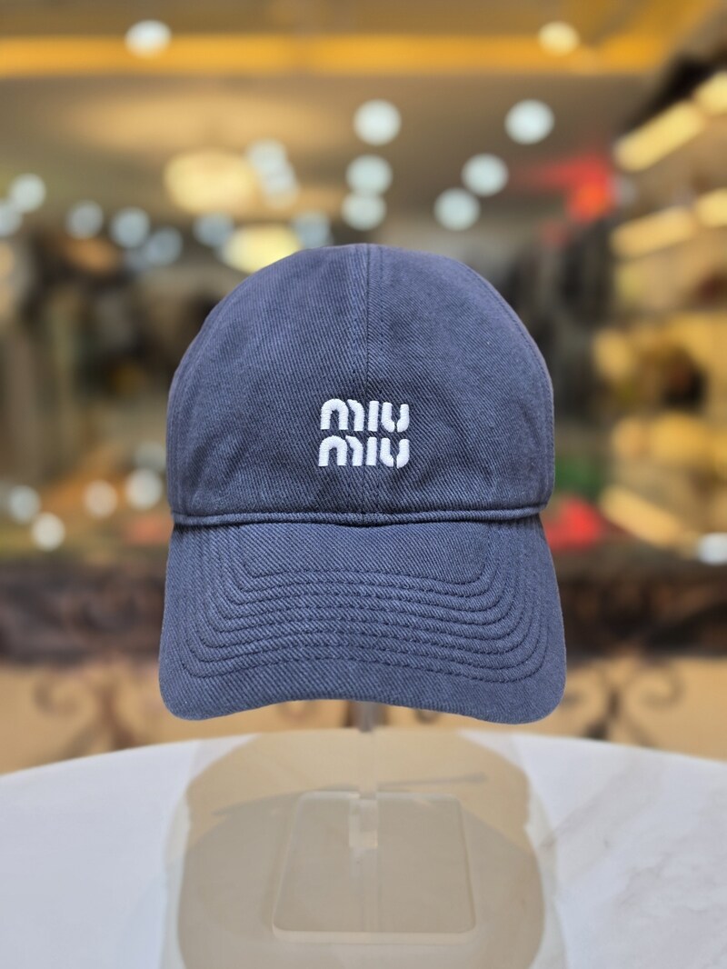 미우미우 워시드 데님 베이스볼 캡 5HC369 2CR1 F059F 모자 - Miu Miu