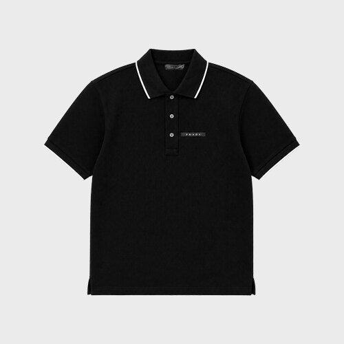 [프라다] 로고 패치 폴로 반팔티셔츠 블랙 남성 티셔츠 SJN256 18NV F0AA9 / TJ - Prada