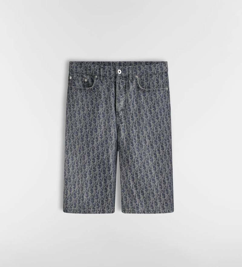 [백화점 풀셋] 디올 남자 남성 오블리크 딥 블루 쇼츠 반바지 D643D006B3838 - Christian Dior