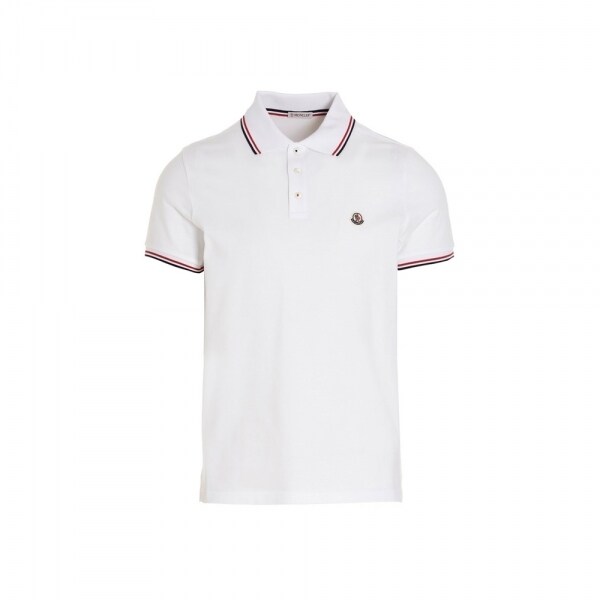 몽클레어 26SS 로고 패치 삼선 PK 티셔츠 화이트 8A703 00 84556 001 - Moncler
