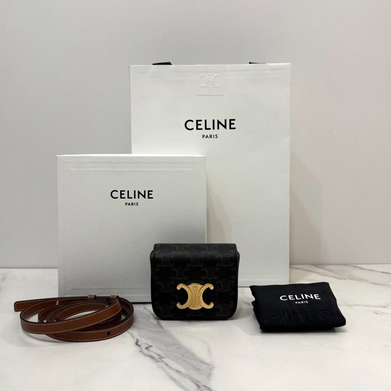 셀린느 미니 클로드 트리옹프 캔버스 카프스킨 미니백 탄 10I512DQB-04LU - Celine