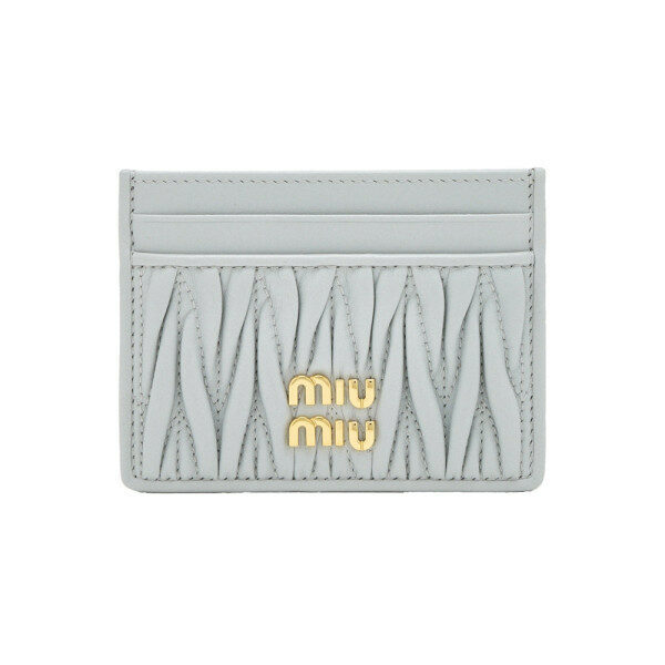 26FW 마틀라세 금장 로고 카드지갑 펄그레이 5MC076 AFPP F0164 - Miu Miu