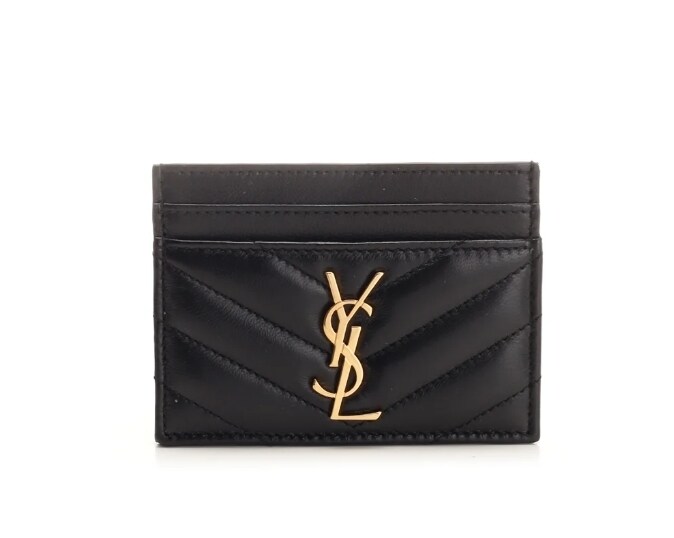 생로랑 금장 카산드라 램스킨 카드지갑 블랙 423291 AAA44 1000 - Saint Laurent