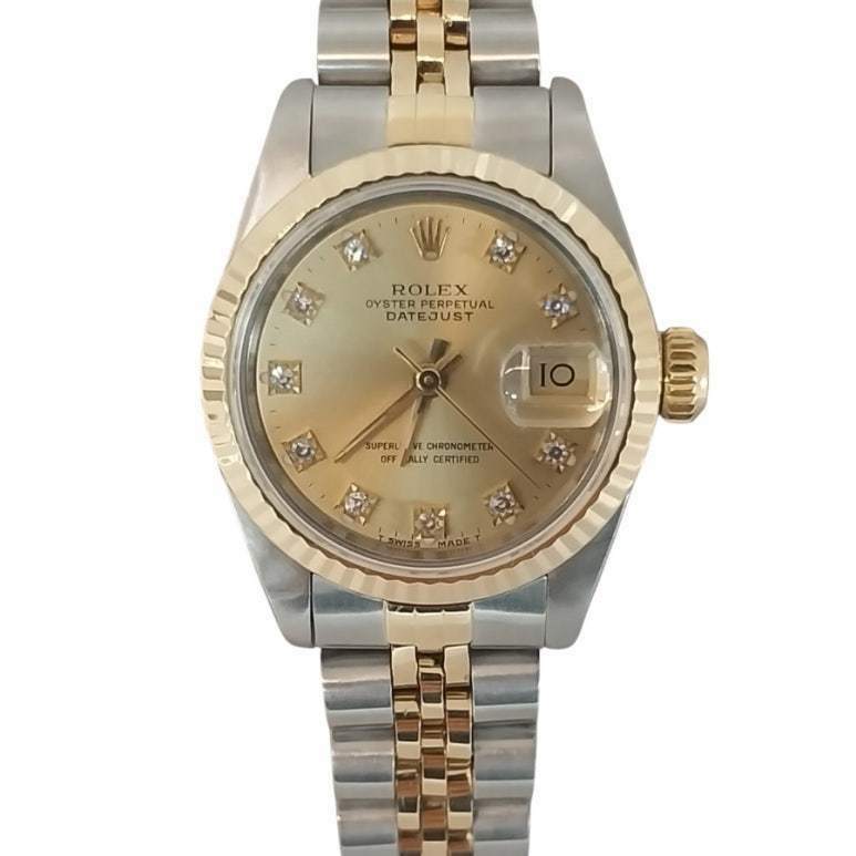 롤렉스 SS 여성 시계 롤렉스 26mm 데이저스트 다이아 10p 샴페인 골드 18k 콤비 여성 시계 69173 - Rolex
