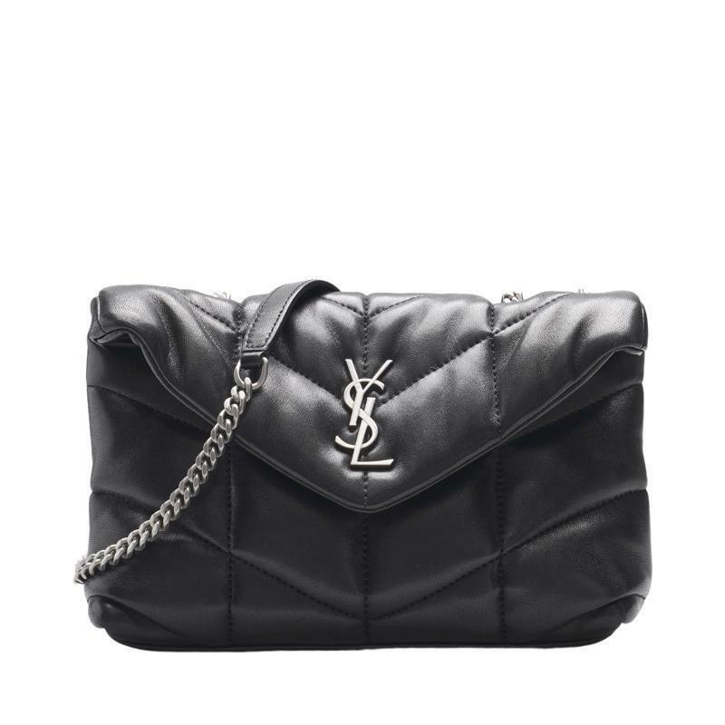 블랙 푸퍼 은장 체인 미니 숄더백 - Saint Laurent