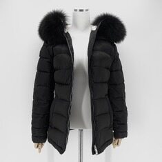 프라다 리나일론 삼각로고 폭스퍼 여성 롱패딩 점퍼 썸네일 2