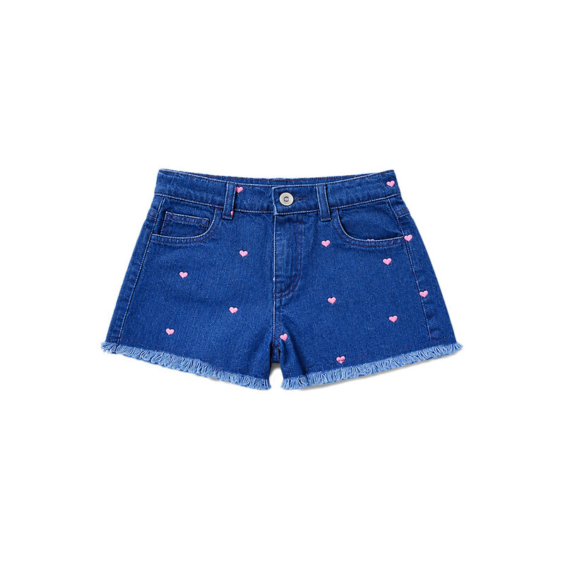 키즈 하트 프린팅 데님 숏츠 블루 S26AHB1P411 DENIM - The New Society