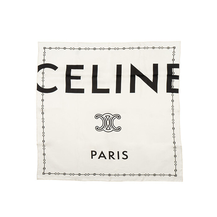 [로로모다] 셀린느 스퀘어 실크 트윌 남녀공용 스카프 화이트블랙 / 2AW902R30-01WB - Celine