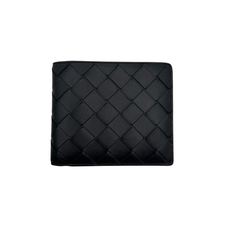 보테가베네타 인트레치아토 블랙 레더 반지갑 743211 - Bottega Veneta