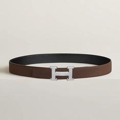 에르메스 H Guillochee 벨트 버클 32mm 리버서블 가죽 스트랩 남성 벨트 95 누아 초코 H073967CAAB095 썸네일 1