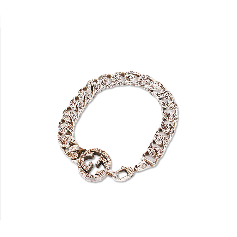 구찌 인터로킹 체인 팔찌 실버 454285 J8400 0811 - Gucci