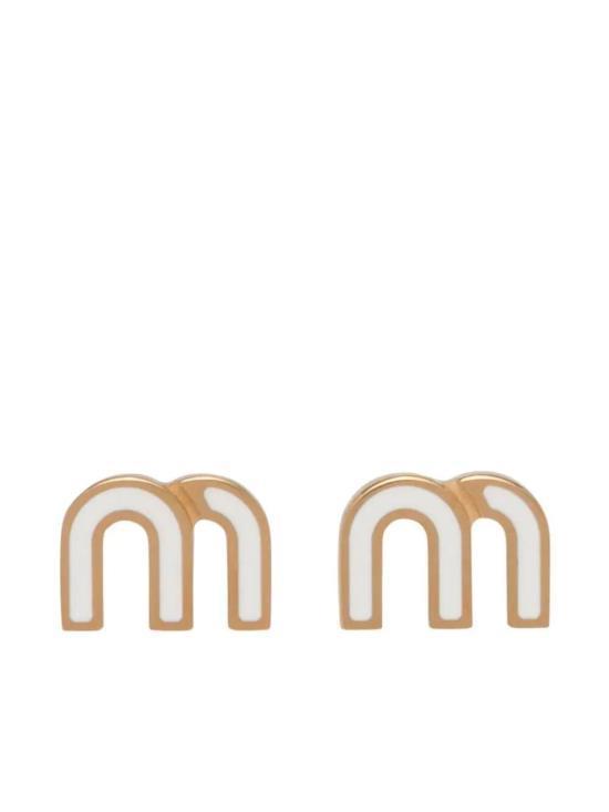 26FW 미우미우 에나멜 메탈 귀걸이 5JO911 2F6T F0009 WHITE DOM - Miu Miu