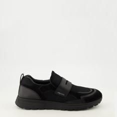 26FW 프라다 프랙스 메쉬 패브릭 및 가죽 하이브리드 로퍼 2DE163 3ZM0 F0002 BLACK DOM 썸네일 1