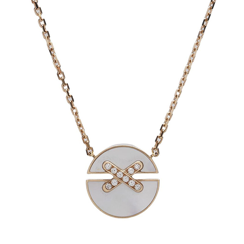 화이트 마더오브펄 로즈 골드 18K 다이아 주 드 리앙 하모니 스몰 목걸이 - Chaumet