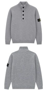 [스톤아일랜드] 26FW 와펜패치 울 블렌드 반집업 니트 그레이 남성 니트 L2S155100040 S00A3 V0M60 / TLS 썸네일 3