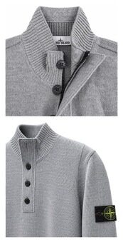 [스톤아일랜드] 26FW 와펜패치 울 블렌드 반집업 니트 그레이 남성 니트 L2S155100040 S00A3 V0M60 / TLS 썸네일 4
