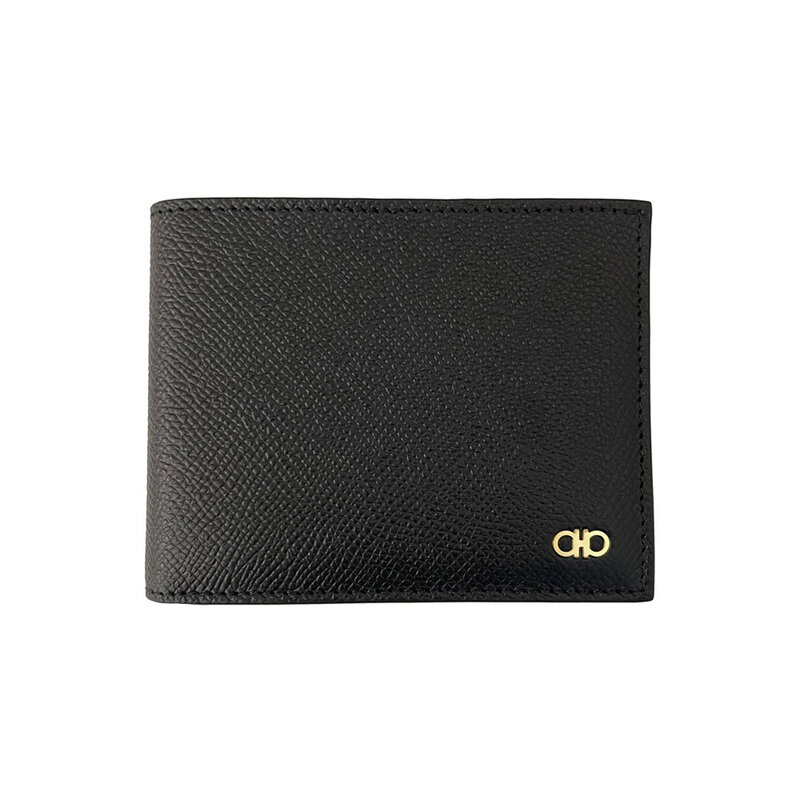 26FW 금장 더블 간치니 반지갑 블랙 66-1451 0775644 - Salvatore Ferragamo