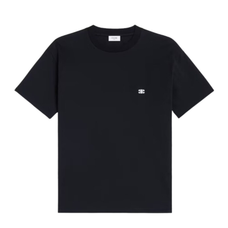 셀린느 트리오페 스몰 로고 루즈핏 반팔 블랙 남성 티셔츠 2X04I671Q 38AW - Maison Kitsune