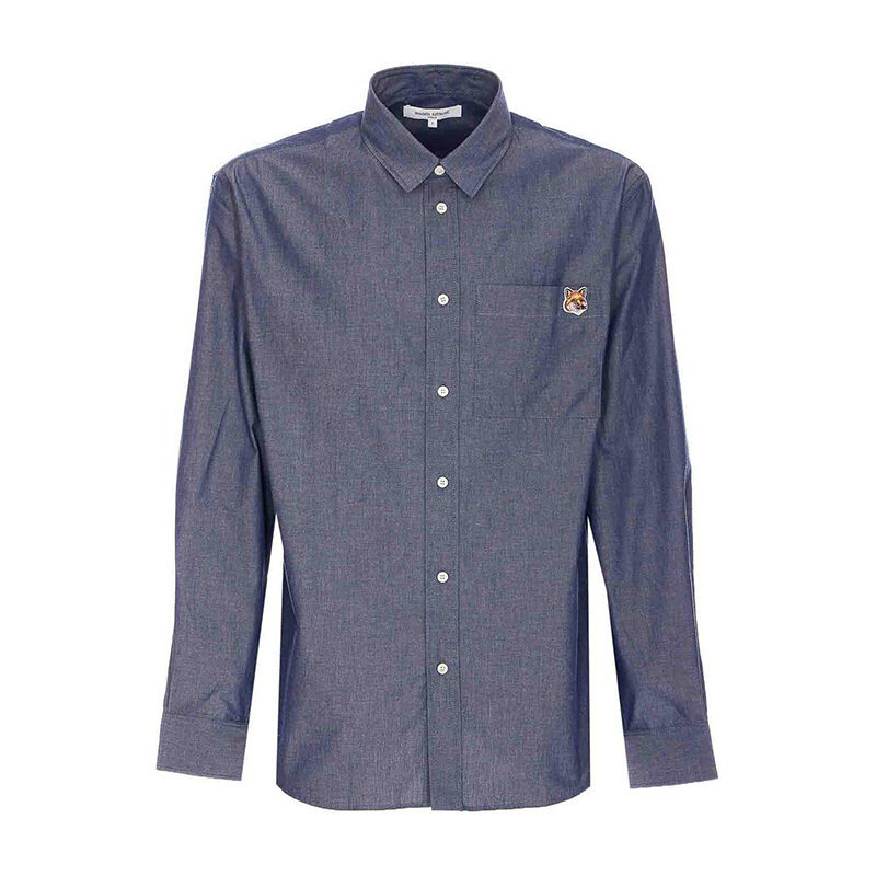 메종키츠네 폭스 헤드 셔츠 인디고 OM00432WC5043 P470 - Maison Kitsune