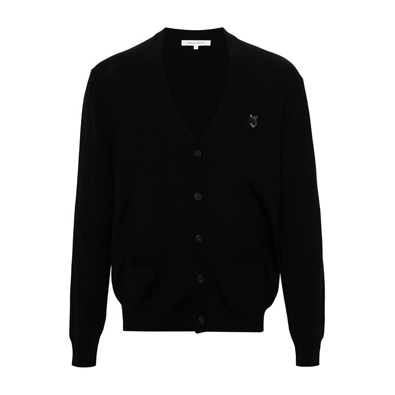메종키츠네 볼드 폭스헤드 가디건 블랙 MM00509KT1036 P199 - Maison Kitsune