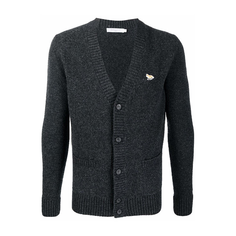 메종키츠네 베이비 폭스 패치 가디건 그레이 HM00501KT1006 H170 - Maison Kitsune