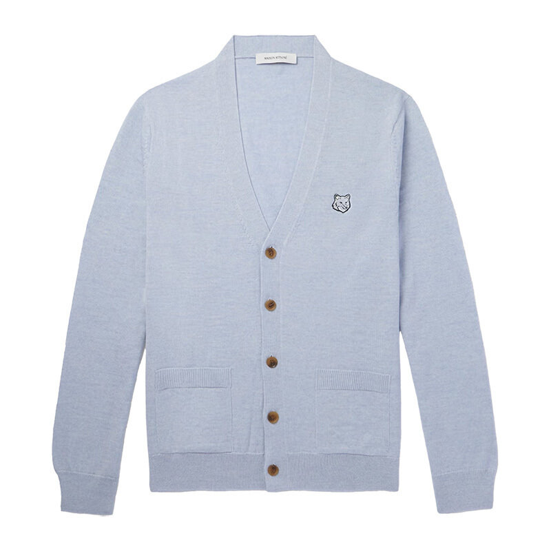 메종키츠네 볼드 폭스헤드 가디건 블루 MM00509KT1036 H410 - Maison Kitsune