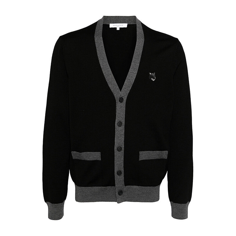 메종키츠네 폭스 헤드 패치 가디건 블랙 NM00507KT1036 P199 - Maison Kitsune
