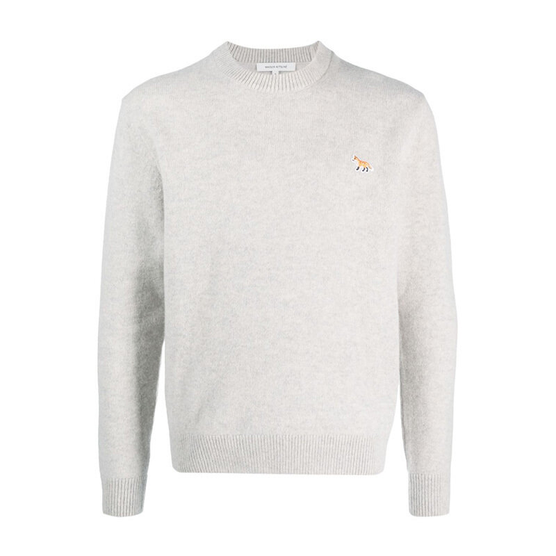 메종키츠네 베이비 폭스 패치 니트 그레이 LM00813KT1006 H120 - Maison Kitsune