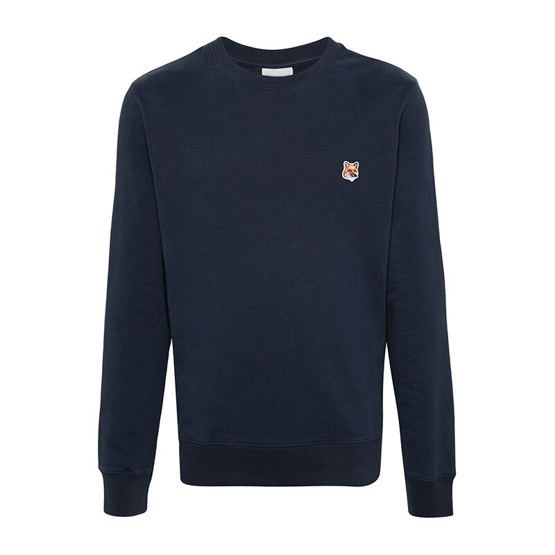 메종키츠네 폭스헤드 패치 스웨트셔츠 네이비 LM00301KM0001 P476 - Maison Kitsune