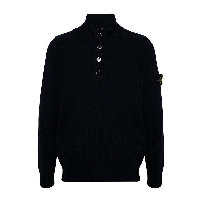 스톤아일랜드 반집업 버튼 니트 네이비 8115540A3 A0020 - Stone Island