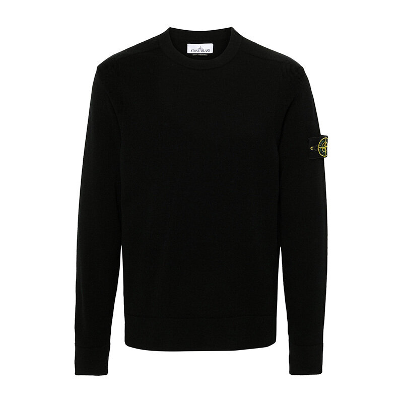 스톤아일랜드 로고 패치 울 니트 블랙 8115526A1 V0029 - Stone Island