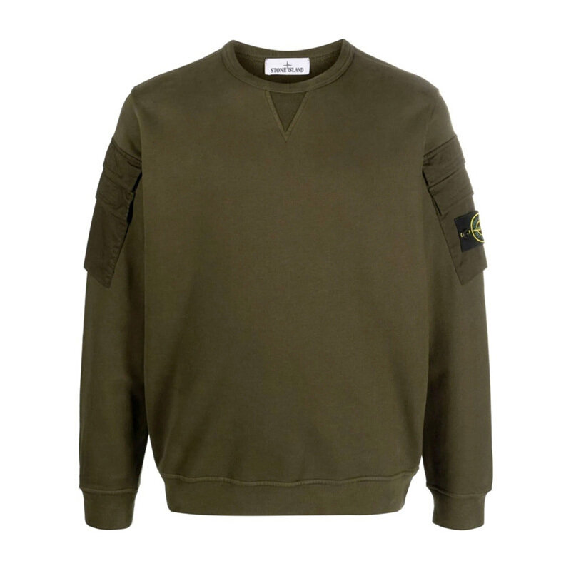 스톤아일랜드 로고 패치 더블 포켓 맨투맨 그린 791560577 V0058 - Stone Island