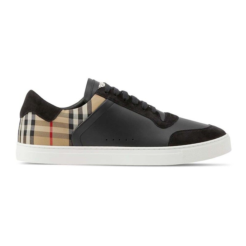 26SS 버버리 체크 레더 스니커즈 블랙 8070818 - Burberry