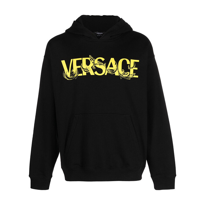 베르사체 로고 후드 티셔츠 블랙 1010710 1A07769 1B000 - Versace